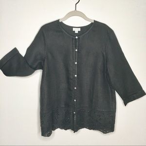 J.Jill Love Linen Blouse with Lace Detail NWOT